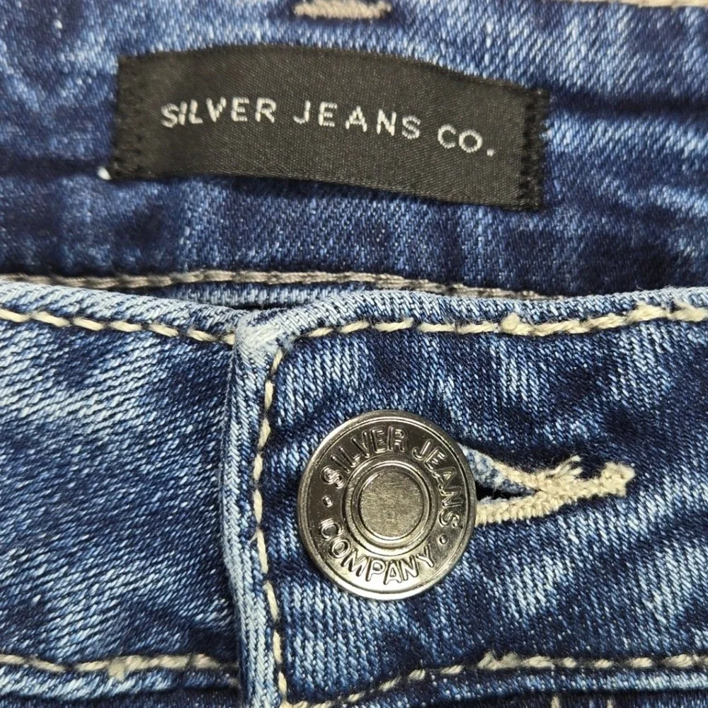 Silver Jeans Co Suki Straight Leg Jeans W29 L30 Medium Wash Distressed Denim - Picture 6 of 11